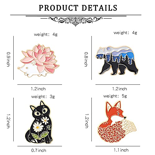 Novelty Brooch Enamel Pins Set Bear Fox Cat Hedgehog Cartoon Animals Pins Decoration For Women Boys Girls Men Bag Jackets Hats Halloween Decorations #TOP5