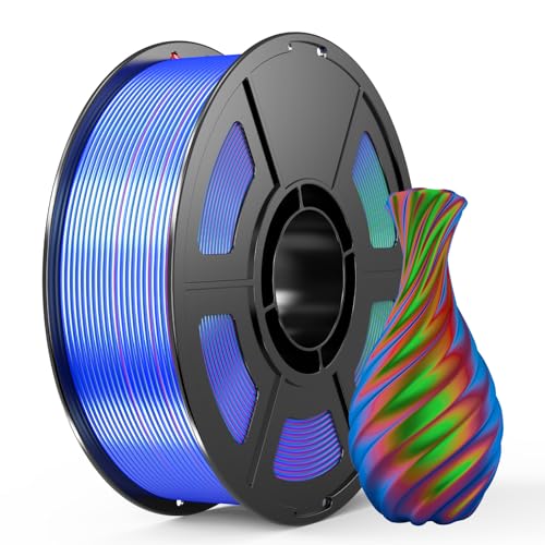 ⚡ IEMAI Silk PLA+ Tri-Color 3D Printer Filament 1.75mm, 3-in-1 Coextrusion Color Change, +/- 0.02mm Dimensional Accuracy, 1KG Spool (2.2lbs), Compatible with Most FDM Printers, Silk Blue Green Red