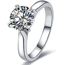 18K White Gold Plated 2CT Zircon Diamond Ring for Women 925 Silver Jewelry Solitarie Ring6.5