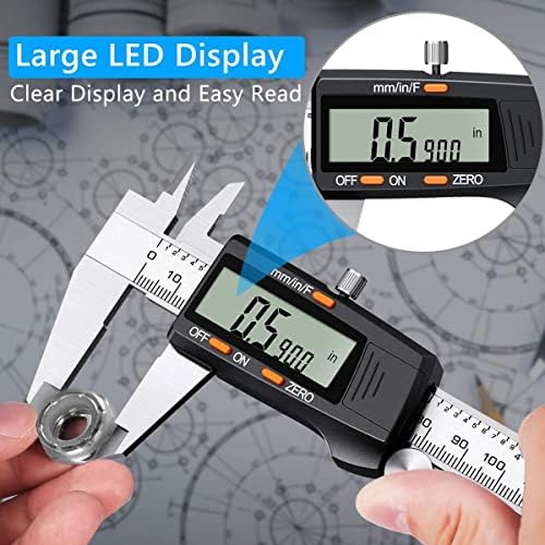 Digital Caliper,eSynic Digital Vernier Caliper 200mm/8Inch LCD Electronic Caliper and Precision Calipers with Fractions Inch Metric Conversion Caliper Measuring Tool for Designers Engineers etc