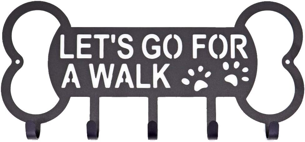 PET ARTIST Wall Dog Leash Holder with 5 Hooks, Decorative Metal Dog Leash Hanger and Organizer for Collars, Leashes and Key Storage