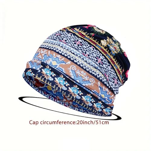3 - Piece Set of Comfortable, Warm, Vintage Ethnic - Style Fashionable Elastic Large - Size Hat, Free size — view 4