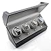 Quad Watch Winder in Vegan Black Leather - Japanese Motor - AC Adapter Included - Independent Settings - 12 Multiple Settings - Zero Magnetization - Heiden Automatic Watch Winder