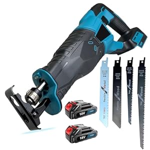 18V Akku Säbelsäge, 0-3500 SPM, Akku Reciprosäge mit 4 Sägeblätter, 2x 3.0AH Akku und Ladegerät, Ideal zum Schneiden von Holz und Metall