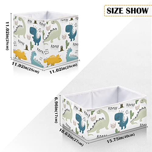 Childish Dinosaur Storage Baskets For Shelves Foldable Collapsible Storage Box Bins With Cube Closet Organizers For Pantry Organizing Shelf Nursery Home Closet,16 X 11Inch #TOP2