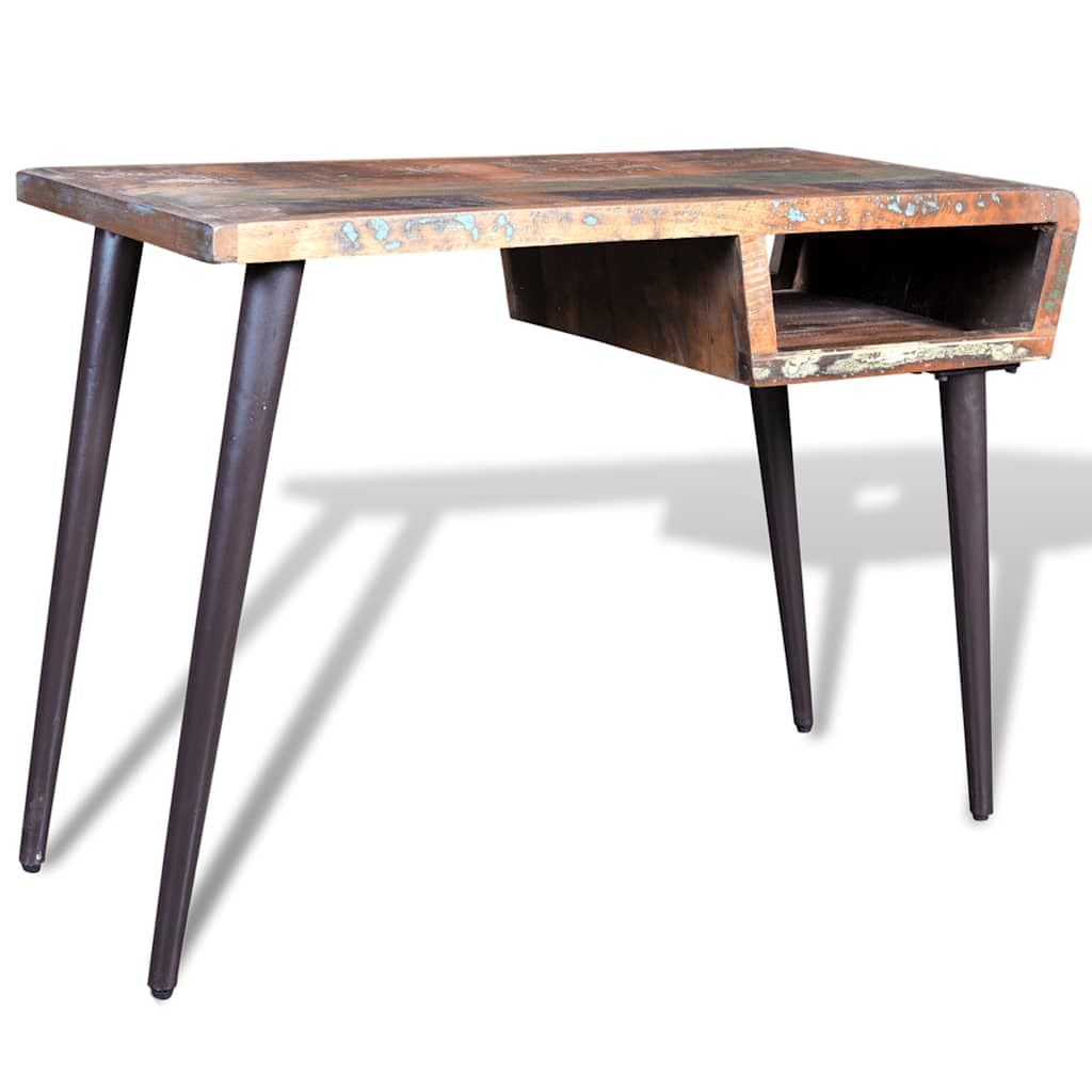 Bureau avec Dessus en Bois de récupération et 4 Pieds en Fer
