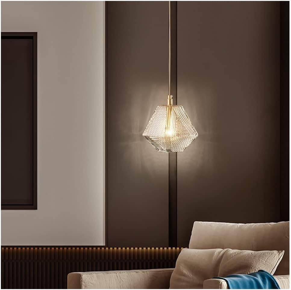 Lustre en cuivre chic pour remplacer un plafonnier classique et moderniser un salon