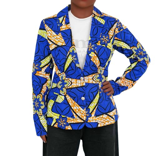 African Coat for Women Dashiki Blazer Kente Print Jacket Clothes Ankara Attire Notched Lapel Formal Top4
