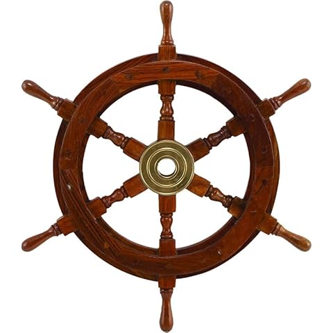 Medieval Replicas Deco 79 17419 Holz Messing Schiff Polystone Rad Cover