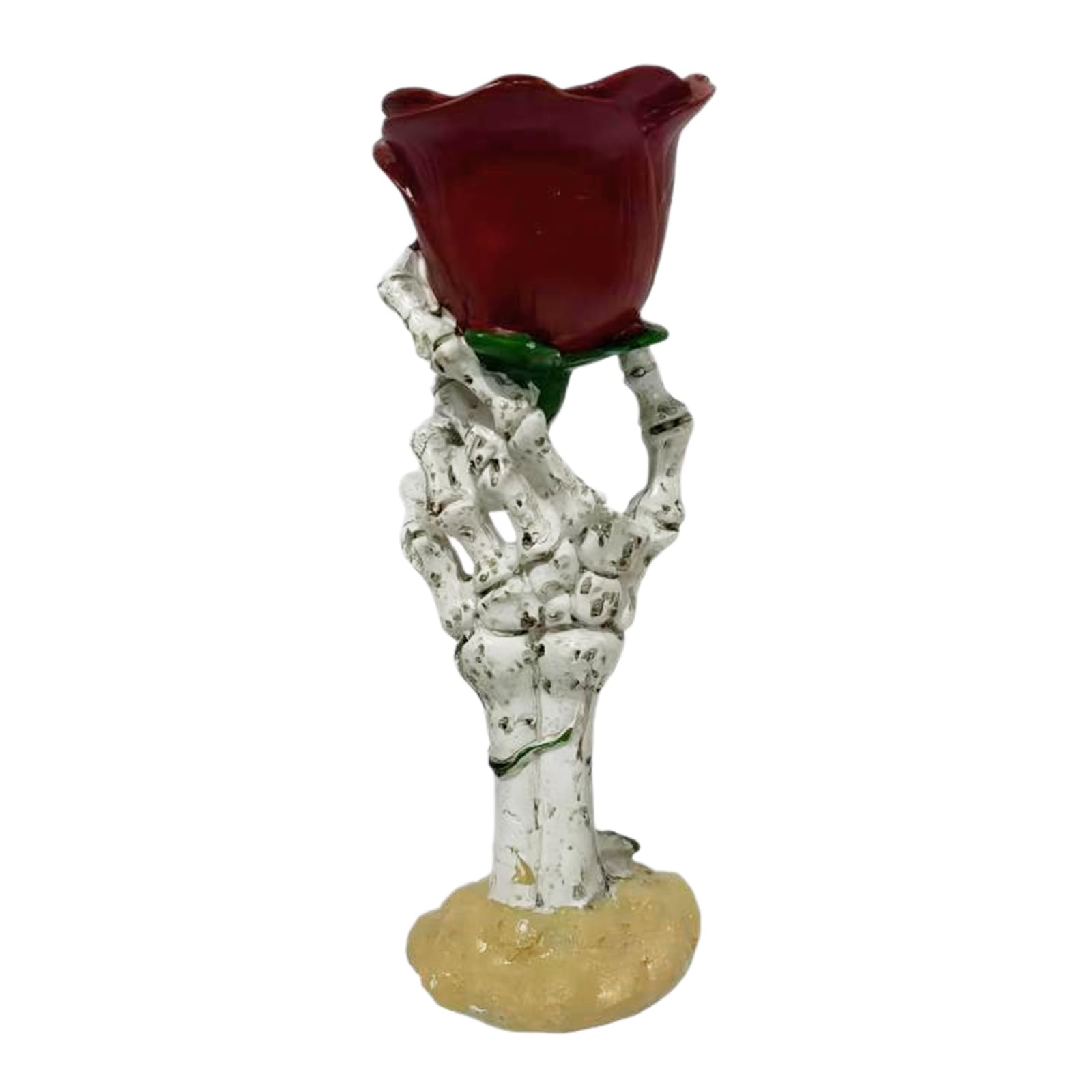 PANGBOER Halloween Skull Rose Holder Candlestick Holder Desktop Decors Gothic Skeleton Hand Holding Rose Tealight Holders Skeleton Tealight