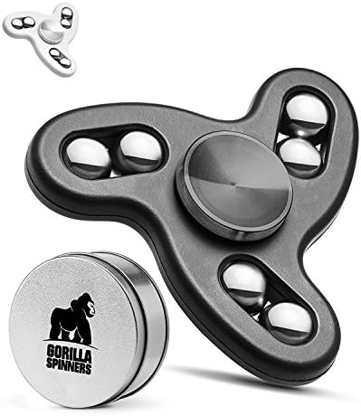 Gorilla Spinners - Certified High Speed Upgraded Fidget Spinner Toy in Premium Metal Gift Box, up to 5 min of Spin Time (black)