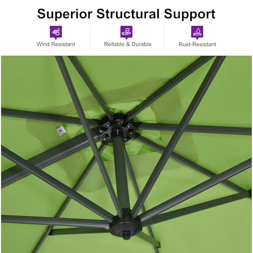 Image of PURPLE LEAF Outdoor Umbrella with Base 8' x 8' Sun Protection Apple Green