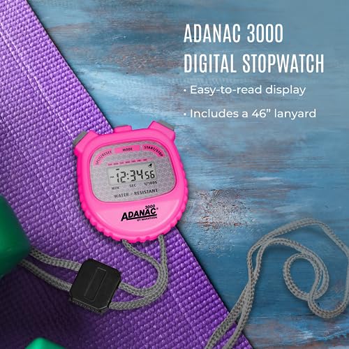 image for Marathon Adanac 3000 Digital Stopwatch Timer, Neon Pink - High Precisi