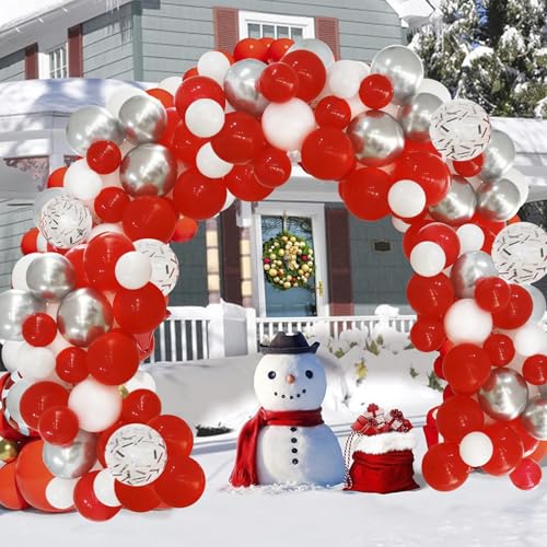 Felice Arts Red White Silver Balloons Garland Arch kit for Chinese New Year Valentine's Day Party Decorations