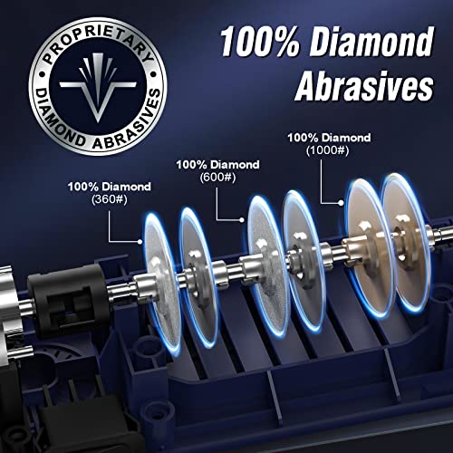 Homly Professional Electric Knife Sharpeners for Kitchen Knives with Diamond Abrasives and Precision Angle Guides, Multifunctional 3-Stage Slots, Applicable to Straight Knife and Ceramic Knife