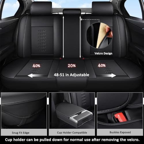 Image of Car Seat Covers for Toyota Camry 2012-2025 2026,Waterproof Leather Seat Covers 5-Seats Standard,Car Interior Accessories with Airbag,Car Seat Protectors for Camry(Black)