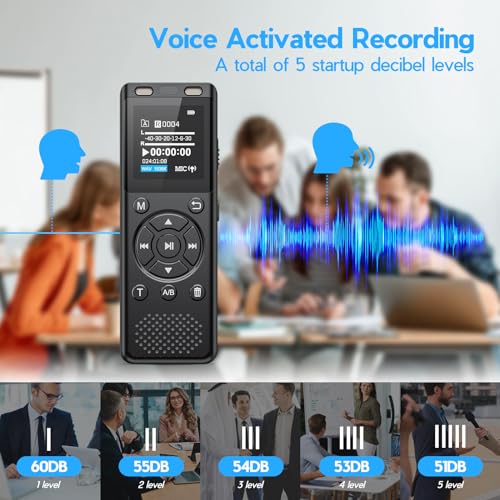 Image of Tonfarb 96GB Digital Voice Recorder with Playback,Audio Recording Device | for Lectures Meeting /Classes /Interviews,Tape Recorder with Voice Activated,Password,Noise Reduction,A-B Repeat,MP3 Player Etc