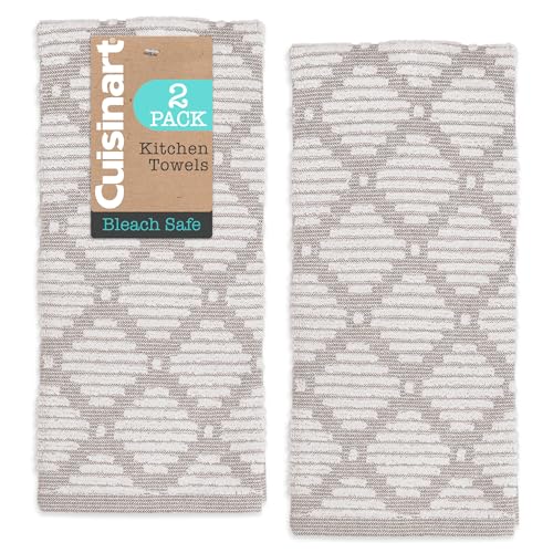 Image of Best Brands Cuisinart Cotton Kitchen Towels, 2-Pack 18x28, Bleach Safe | Handles dishes and spills with ease, durable for everyday cleaning, super absorbent, machine washable, OEKO-TEX certified