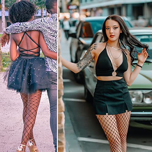 QuneusHot 5Pairs Fishnet Silky Thigh High Pantyhose Stockings For Women Non Slip Sheer Over the Knee High Waist3