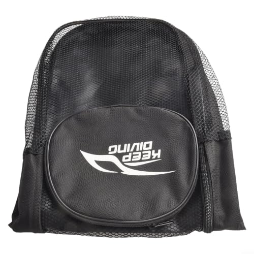 Bolsa de malla para buceo robusta con correa ajustable y bolsillo negro 3