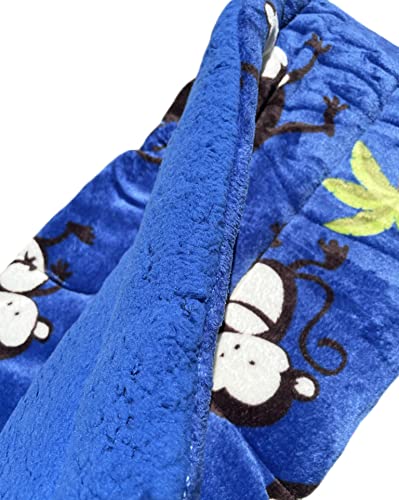 Home Must Haves Baby Ultra Thick Kid's Cartoon Blue Sherpa Boy's Monkey Printed Borrego Stroller Blanket, 39"X51" #TOP7
