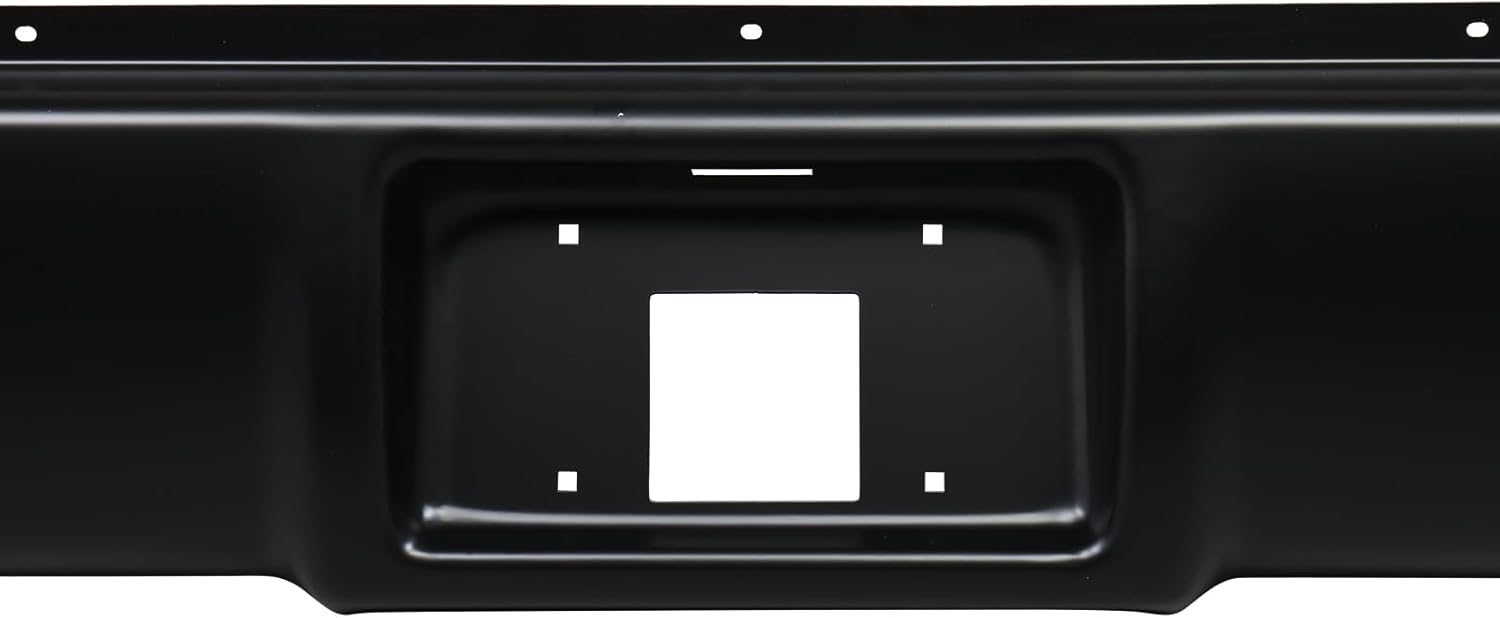 MOTORHOT Black Rear Bumper Roll Pan Compatible with 1988-1998 Chevy GMC C1500 C2500 C3500 K1500 K2500 K3500 w/License LED Light