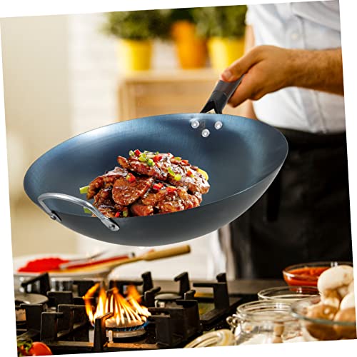 Wok tradicional fondo redondo con mango de madera miniatura 3