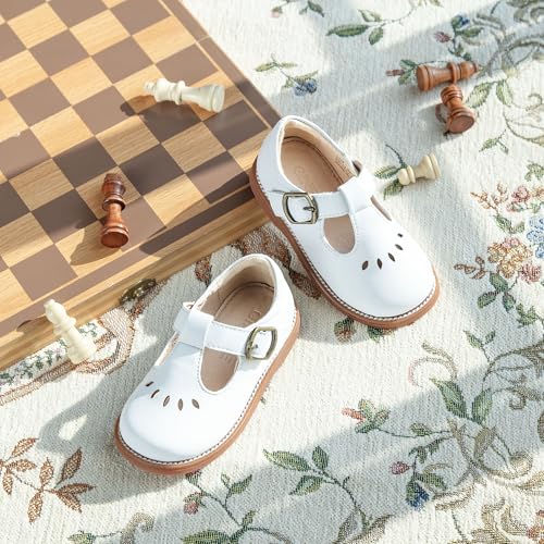 Image of GINFIVE Toddler Girls Dress Shoes Little Kids Flats School Mary Janes Shoes