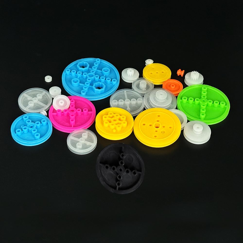 24PCS Toy Belt Pulley Plastic Belt Wheel Drive Pulley Gear for RC Car Truck Robot DIY Model Toy Parts (24)