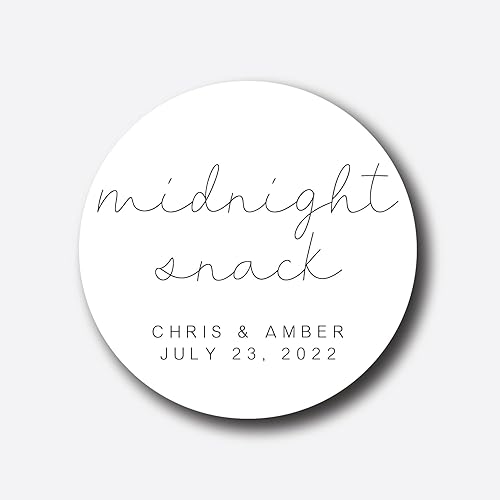 Midnight Snack Stickers - Food Snack Wedding Favor Tags - Favor Box Labels - Bridal Shower Stickers - Thank You Personalized Kraft (2 inch)