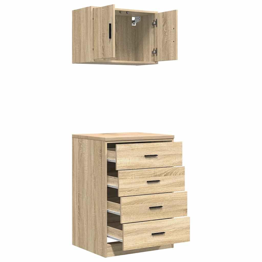 Armoires de Garage 2 pcs chêne Sonoma Bois d'ingénierie,Entreprise & Industrie,Stockage Industriel,Armoires industrielles,39.3 kg-3328334