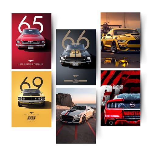 Image of Posters Inc Sports Cars Posters for Wall A4 Size Aesthetic Setup 300 GSM Matte Paper Pack of 6 Automotice Motorsport Decor for Gaming Room, Bedroom, Home, Office & Living Room Glue Dots Included