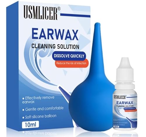 Gouttes auriculaires pour le nettoyage des oreilles - 10 ml - Nettoyage en douceur des oreilles - Réutilisables, rapides, petites
