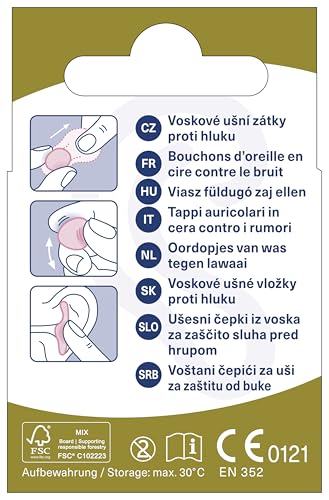 OHROPAX Classic Ohrstöpsel – VOR-Ohr-Stöpsel zum Schutz vor Lärm, Nässe und Wind – aus formbarem, anschmiegsamen Wachs – bequem und für alle Ohren geeignet – Schalldämmwert SNR 21 dB – 4 Stück