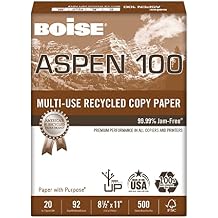 طابعة Boise ASPEN 100 متعددة الاستخدامات وورق النسخ، رزمة واحدة، أبيض، حرف 8.5 بوصة x 11"، 500 ورقة لكل رزمة، 20 رطل، 92 بري