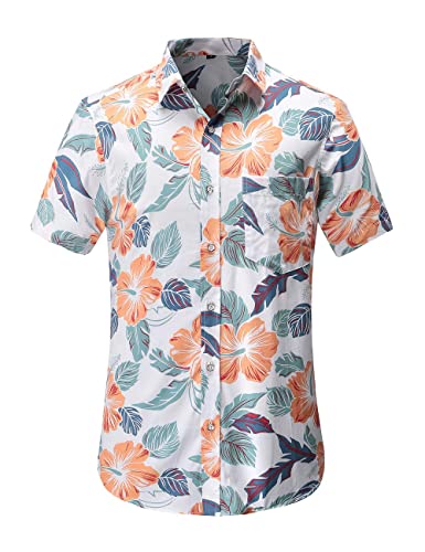 Chemise hawaïenne blanche homme courte Aloha grande taille 3XL
