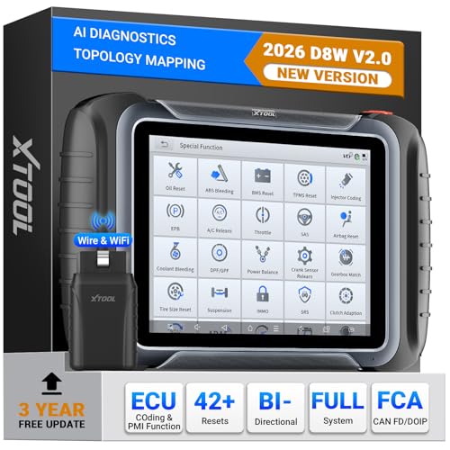 XTOOL D8W Wireless OBD2 Scanner Diagnostic Tool 2026 AI-Assisted Bidirectional Scan Tool with Topology Mapping, ECU C0ding, 42+ Resets, CAN FD & DoIP, All System Scanner for Car, 3-Yr Update