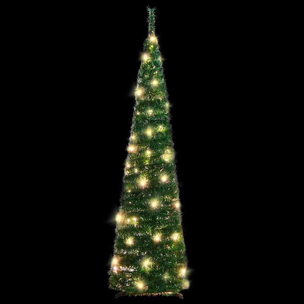 Árbol de Navidad desplegable de 120 cm, 50 ledes, 8 modos, PVC, soporte de metal, plegable, salón, invernadero, oficina