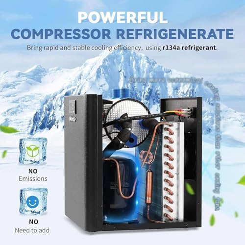 Aquarium Chiller for 160L/300L/500L Tanks, 1/10HP 1/3HP 1/2HP Water Cooling Pump Kit, Ideal for Hydroponics & Fresh/Saltwater Fish Aquariums