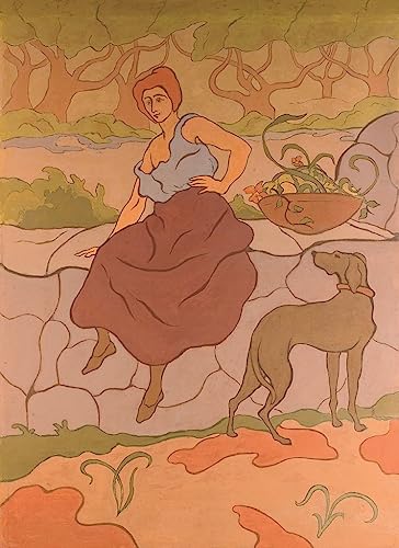 Cuadro de Lienzo Mujer y Perro con Collar de Paul Ranson Decoración Hogar 60x90cm