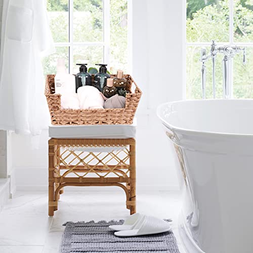 Rosos Wicker Baskets, Handmade Big Wicker Baskets For Shelves, Waterproof Large Wicker Baskets For Storage, Plastic Brown Wicker Storage Baskets For Organizing, 2 Pack #TOP6