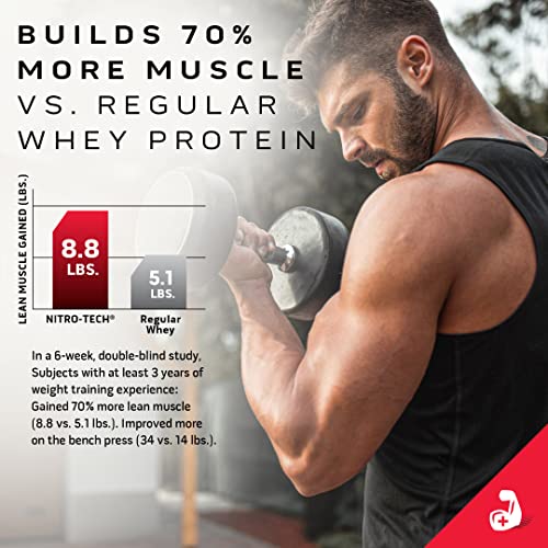 Image of MuscleTech Nitro-Tech Whey Protein, 1.81kg (4lbs), Vanilla Cream, 30g Protein, 3g creatine monohydrate, 6.7g BCAA, ultimate muscle building formula, increase strength & performance