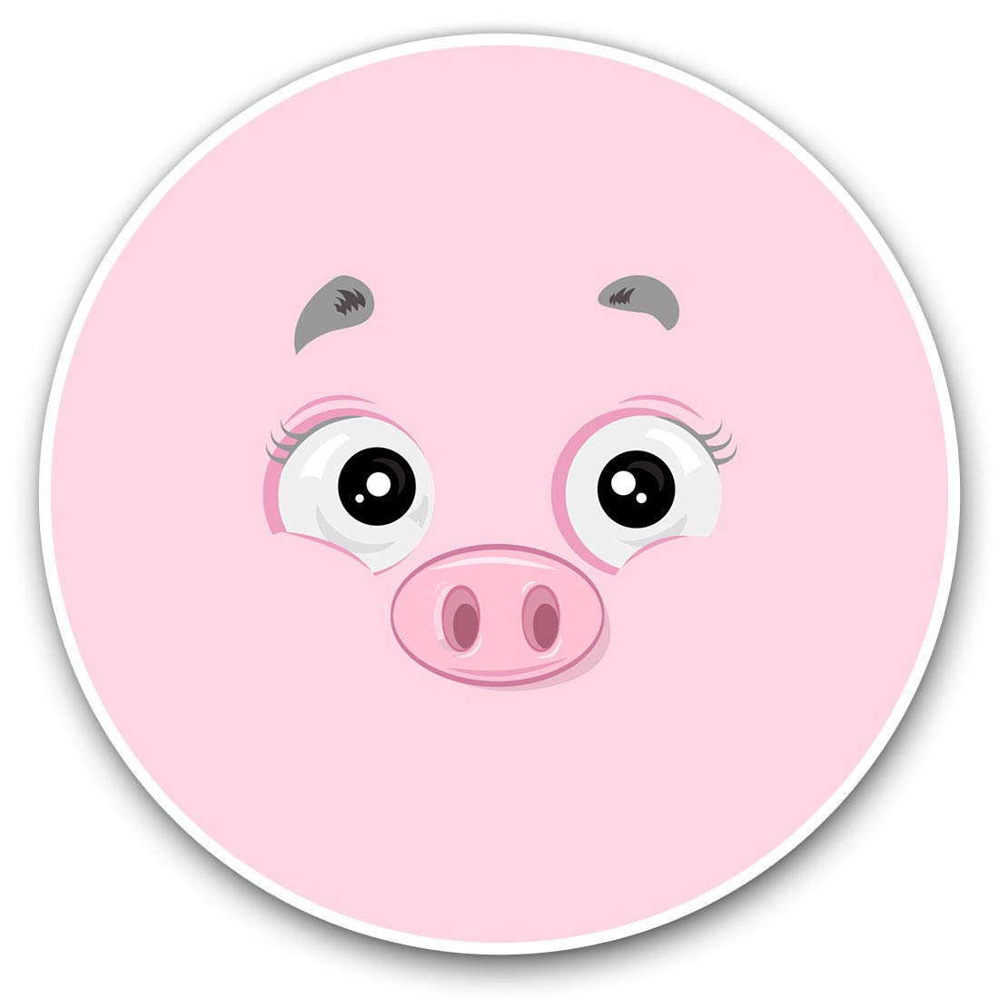 2 x 30cmVinyl Stickers - Pink Cartoon Pig Face Decals for Car Van Luggage Scrap Book Fridge #15957