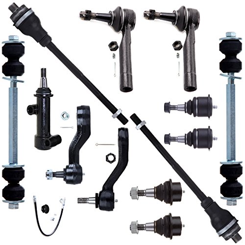 Scitoo 13Pcs Suspension Kit 4 Ball Joints 4 Tie Rods 2 Sway Bar Link 1 Idler Arm 1 Pitman Arm 1 Idler Arm Bracket Fit 2002-2006 For Cadillac Escalade For Chevy Silverado 1500 For Gmc Sierra Yukon #TOP8