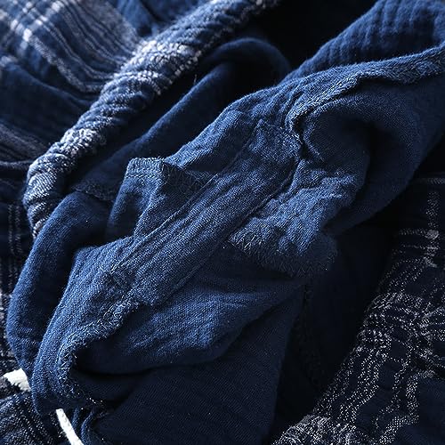 2 Pack Men's Cotton Pajama Bottoms Lightweight Sleep Lounge Pants Plaid Sleepwear Long Pj Pants With Pocket4