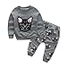 HANYI Baby Kids Set Cats Print Tracksuit +Pants Outfits Set (3T, gray)