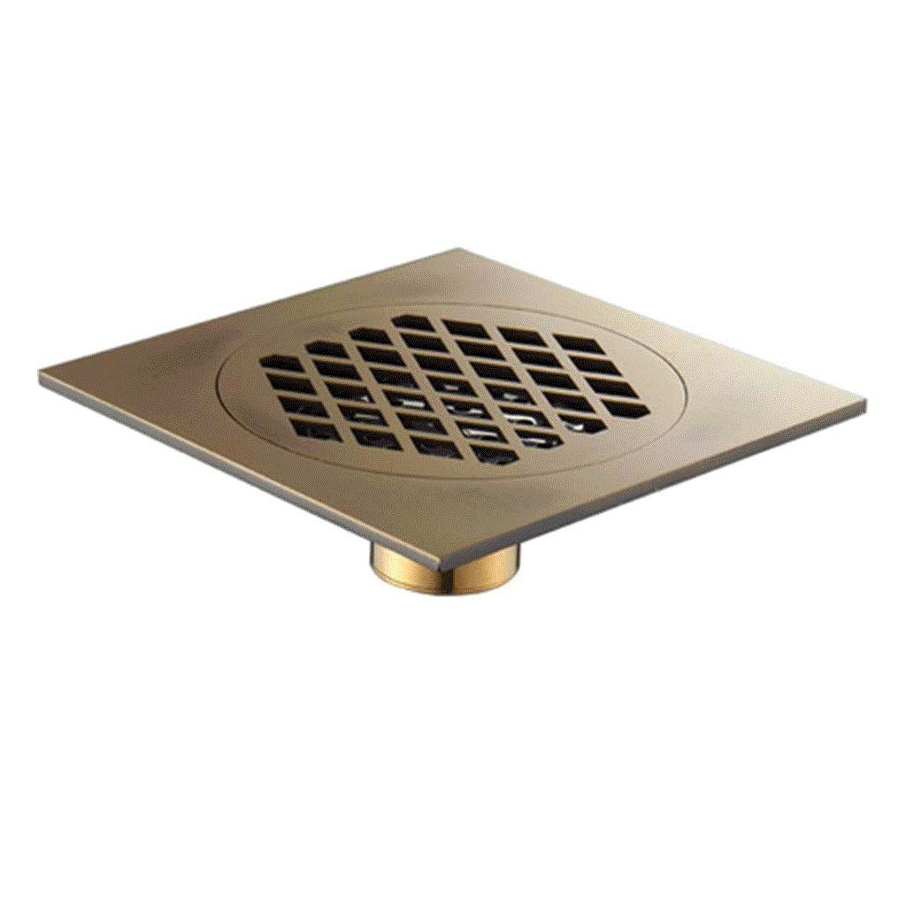 Scarico a Pavimento in Rame, Scarico a Pavimento for Bagno, Doccia Quadrata, Filtro di Scarico for lavandino, Oro