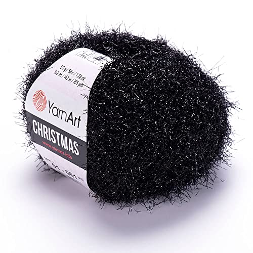 Yarnart Christmas Fantasy Sparkly Knitting Yarn, Metallic, Sparkle, Shiny, Eyelash, 100% Polyamide, 1.76 Oz, 155 Yds, 50 Grams, Amigurumi (01)