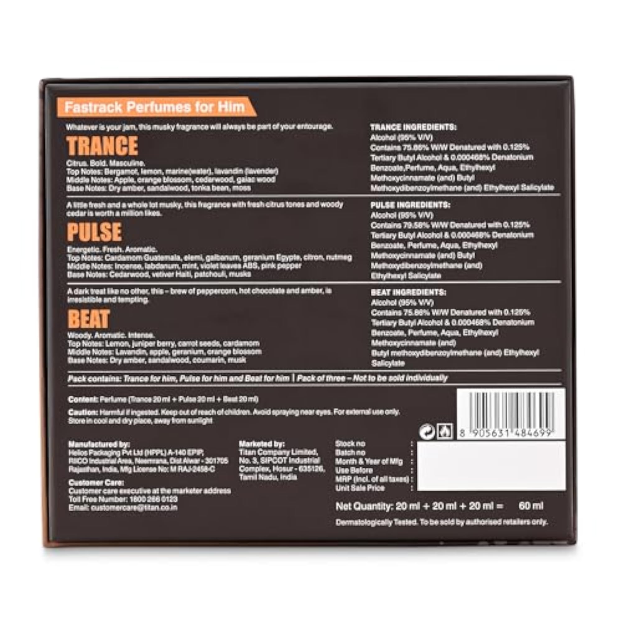 Men's Citrus Travel Pack Perfume Set, 3 x 20ml