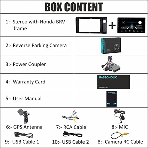 Image of 9 Inches Advanced Car Radio Receiver Android System for Honda BRV with 2GB /32GB RAM & ROM, Gorilla Glass /Full HD Display /WiFi /GPS /Steering Wheel Connectivity and HD Parking Camera